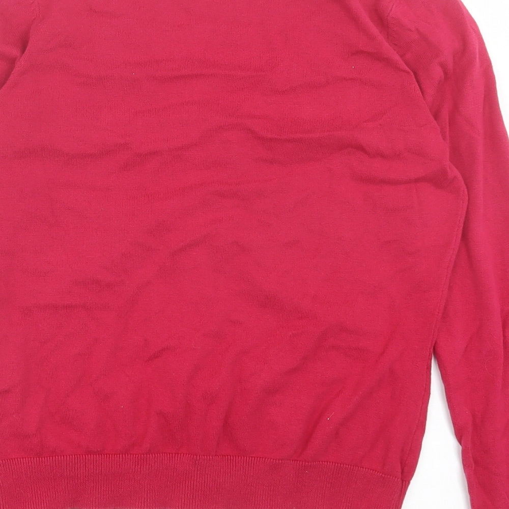 La Redoute Womens Pink V-Neck Cotton Cardigan Jumper Size 6