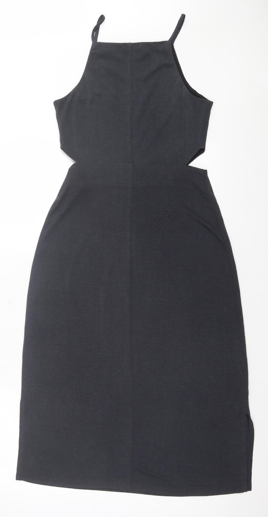 Topshop Womens Grey Polyester A-Line Size 8 Square Neck Pullover