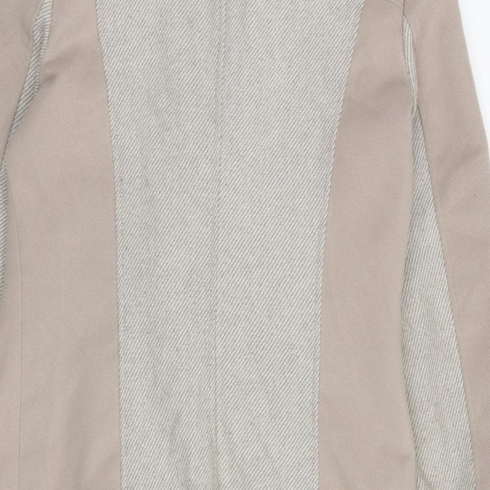 Primark Womens Grey Herringbone Overcoat Coat Size 10 Button