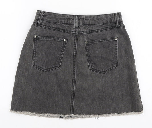 Miss Selfridge Womens Grey Cotton Mini Skirt Size 6 Zip