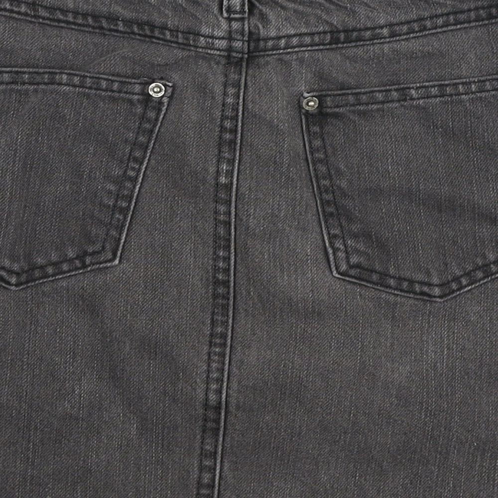 Miss Selfridge Womens Grey Cotton Mini Skirt Size 6 Zip