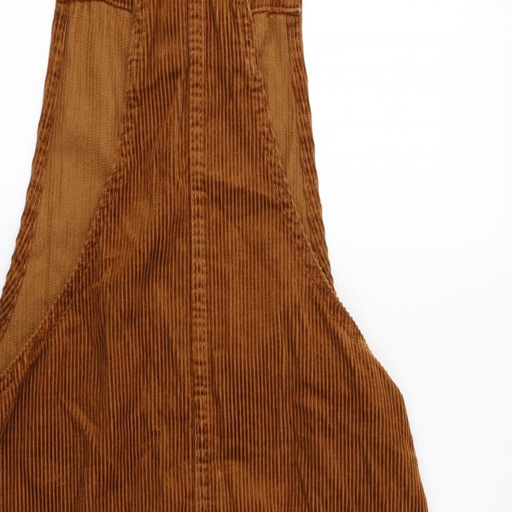 Denim & Co. Womens Brown 100% Cotton Dungaree One-Piece Size 6 Button