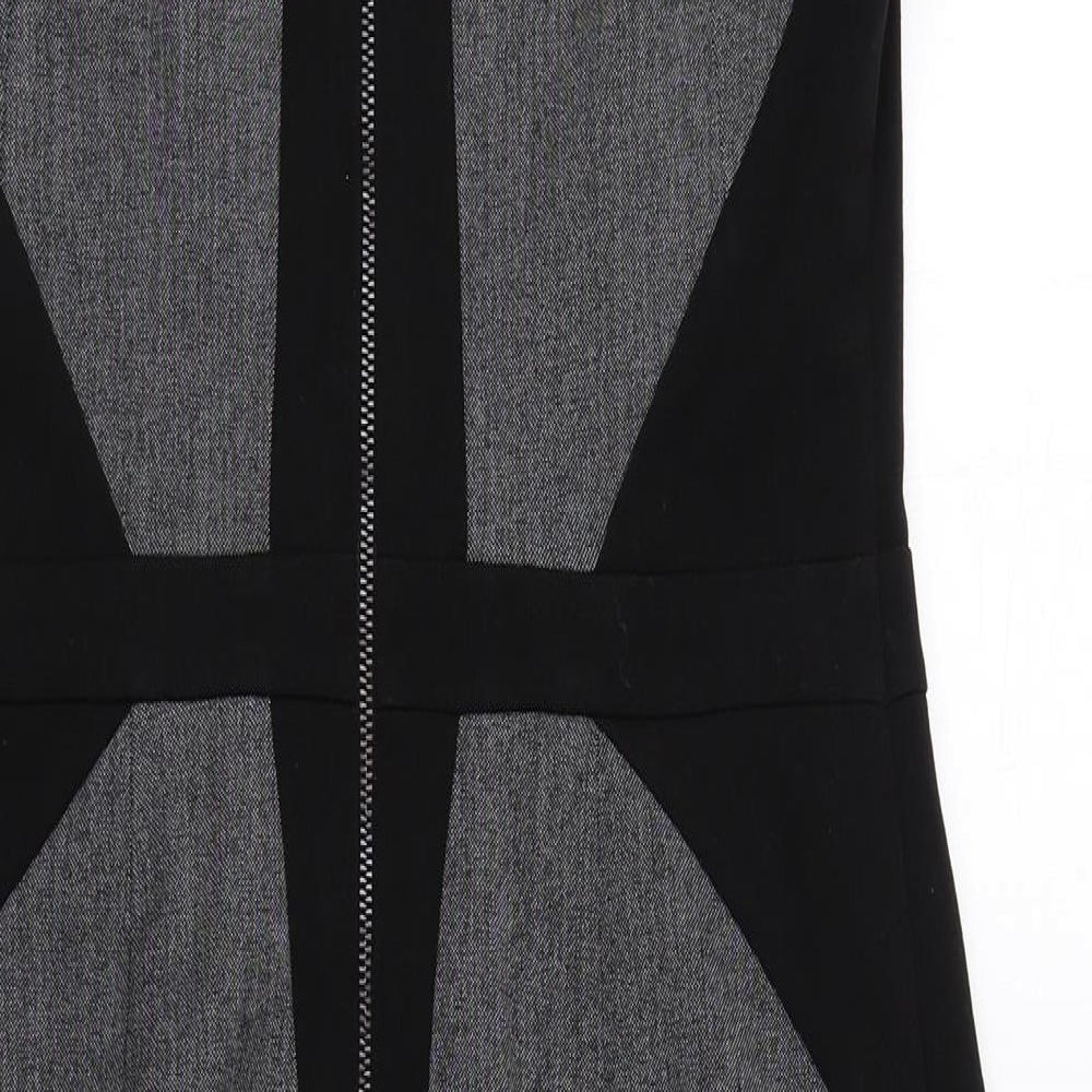 Debenhams Womens Grey Polyester A-Line Size 10 Round Neck Zip