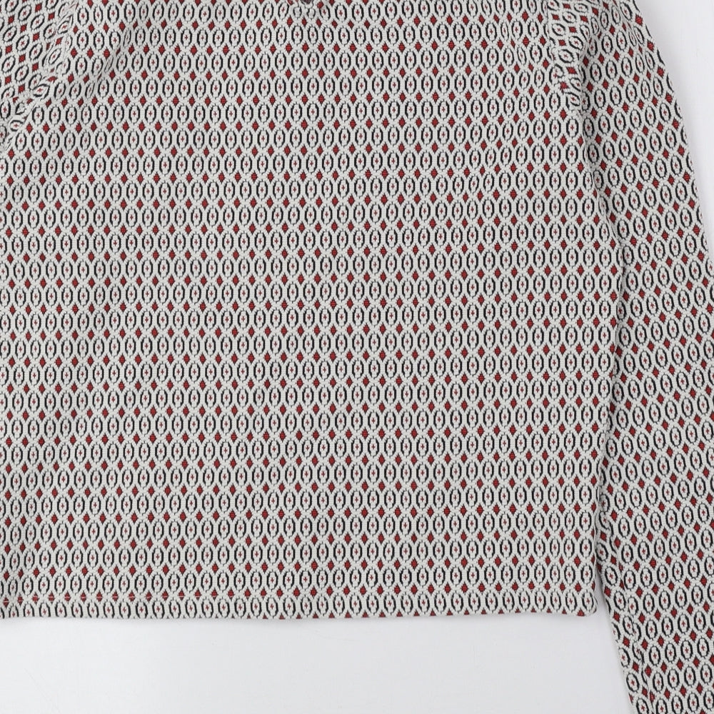 Primark Womens Multicoloured Mock Neck Geometric Cotton Pullover Jumper Size S