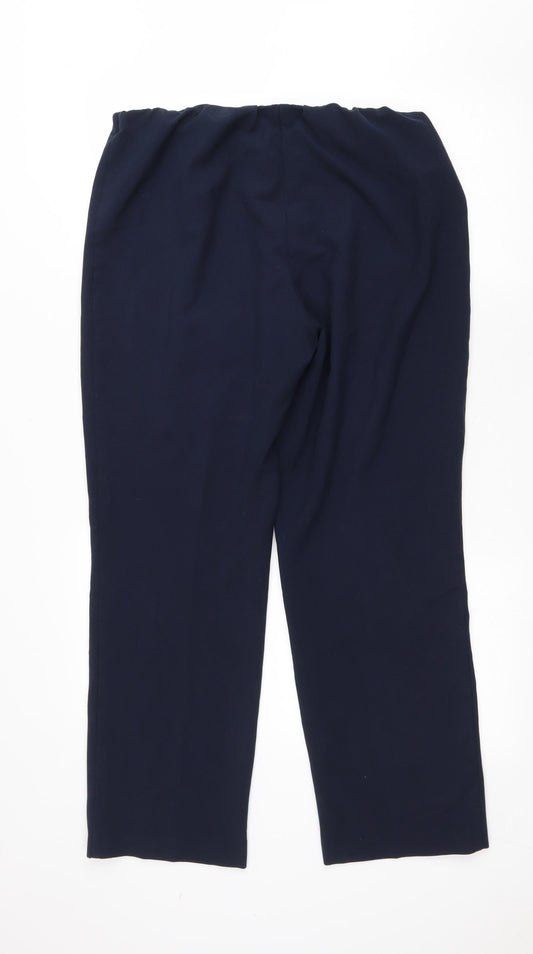 Bonmarché Womens Blue Polyester Trousers Size 14 L28 in Regular Drawstring