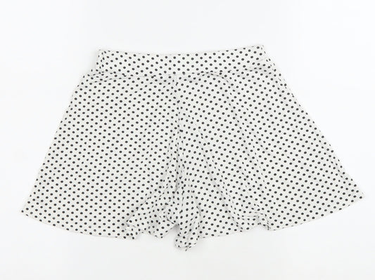 Boohoo Womens White Polka Dot Viscose Culotte Shorts Size 6 L3 in Regular Drawstring