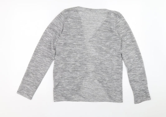 George Womens Grey V-Neck Polyester Cardigan Jumper Size 14 - Mesh detail