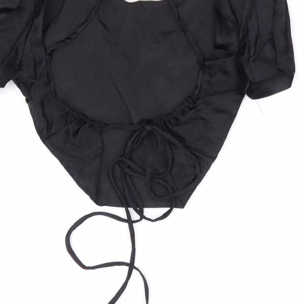 Womens UK Size M Zara Black Cropped T-Shirt