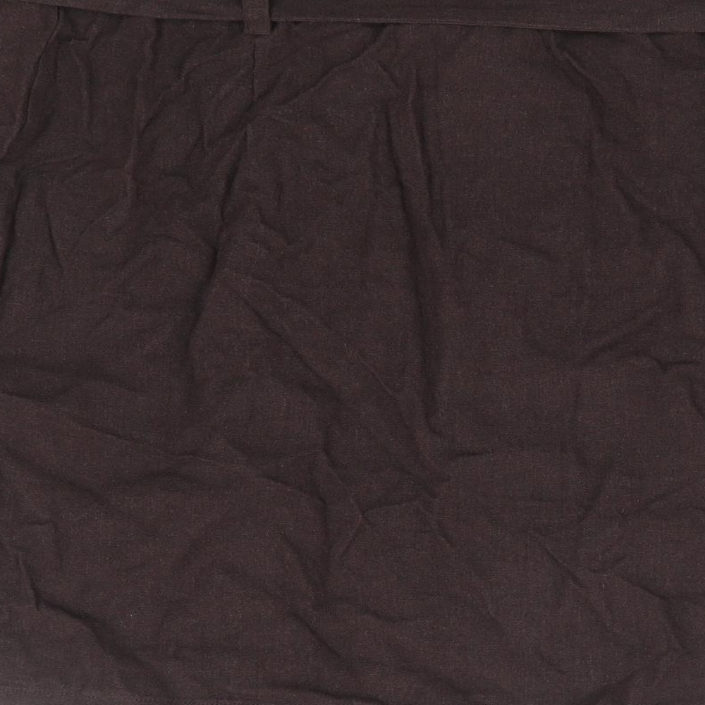 Peacocks Womens Brown Viscose Mini Skirt Size 12 Button