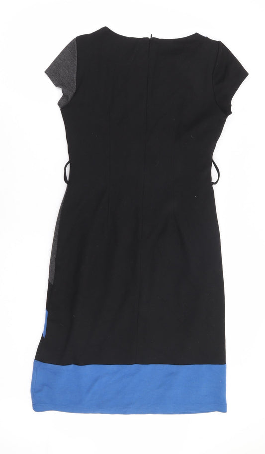 BHS Womens Multicoloured Polyester Pencil Dress Size 10 Round Neck Zip - Colourblpock