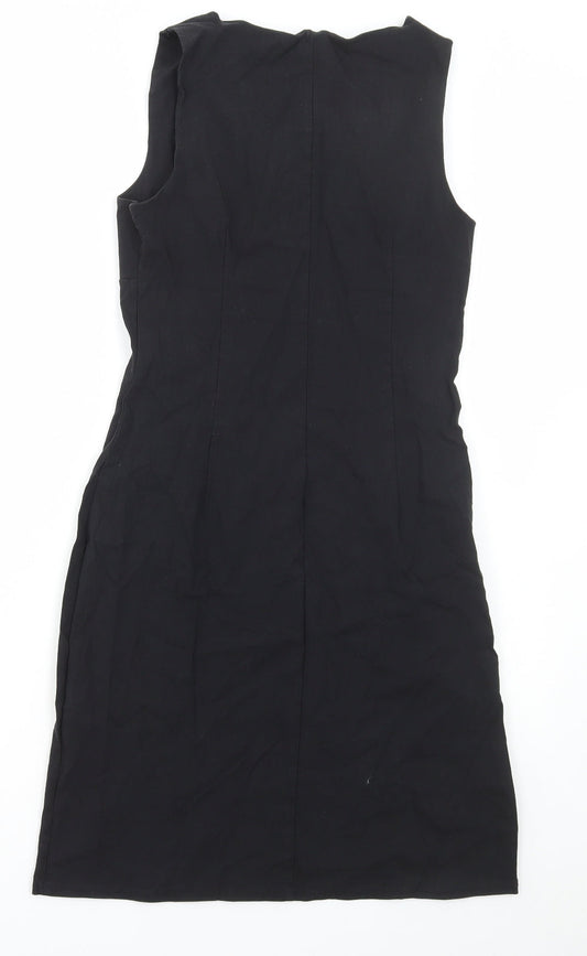 New Look Womens Black Viscose A-Line Size 14 Square Neck Pullover