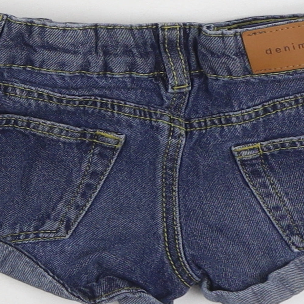 Denim & Co. Girls Blue Cotton Hot Pants Shorts Size 3-4 Years Regular Zip