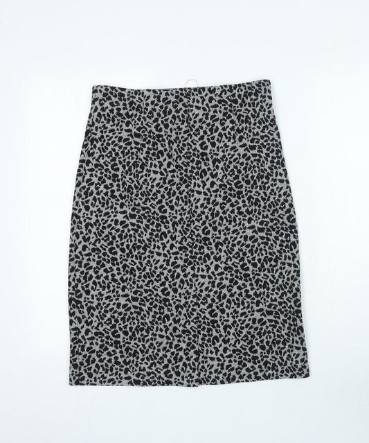 Marks and Spencer Womens Grey Animal Print Polyester Straight & Pencil Skirt Size 10