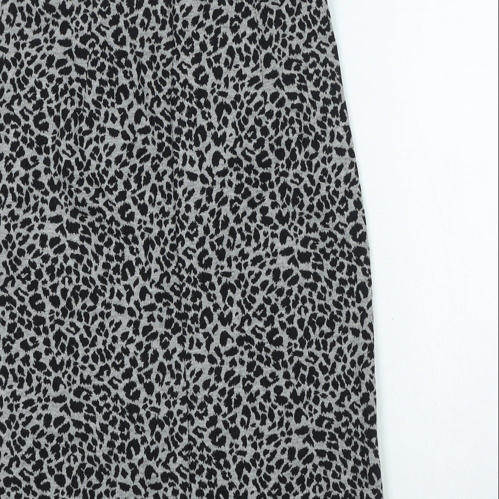 Marks and Spencer Womens Grey Animal Print Polyester Straight & Pencil Skirt Size 10