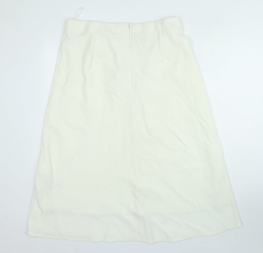 Marks and Spencer Womens Ivory Polyester A-Line Skirt Size 16 Zip