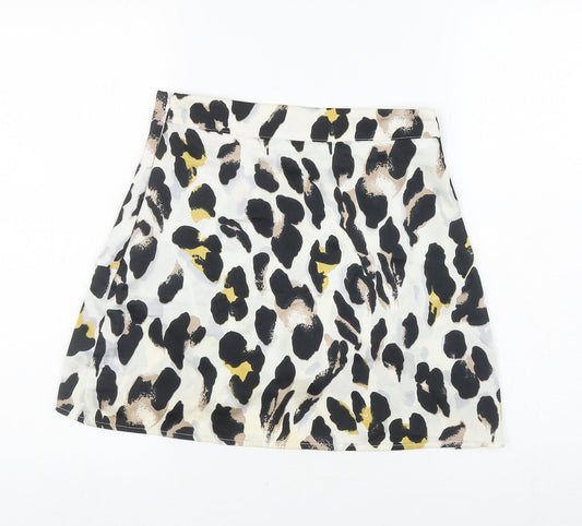 In the Style Womens Ivory Animal Print Polyester Wrap Skirt Size 8 Zip