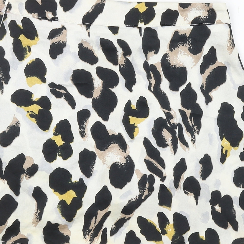 In the Style Womens Ivory Animal Print Polyester Wrap Skirt Size 8 Zip