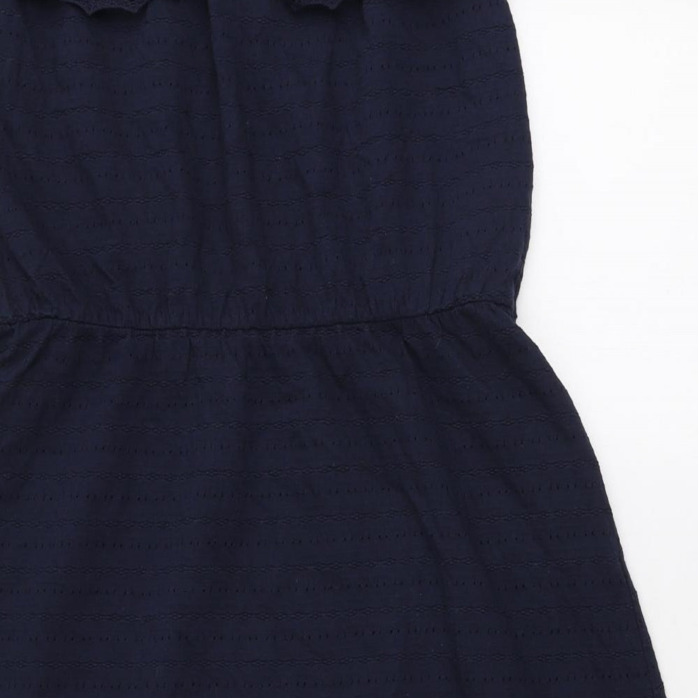 NEXT Womens Blue Cotton Mini Size 10 Off the Shoulder Pullover