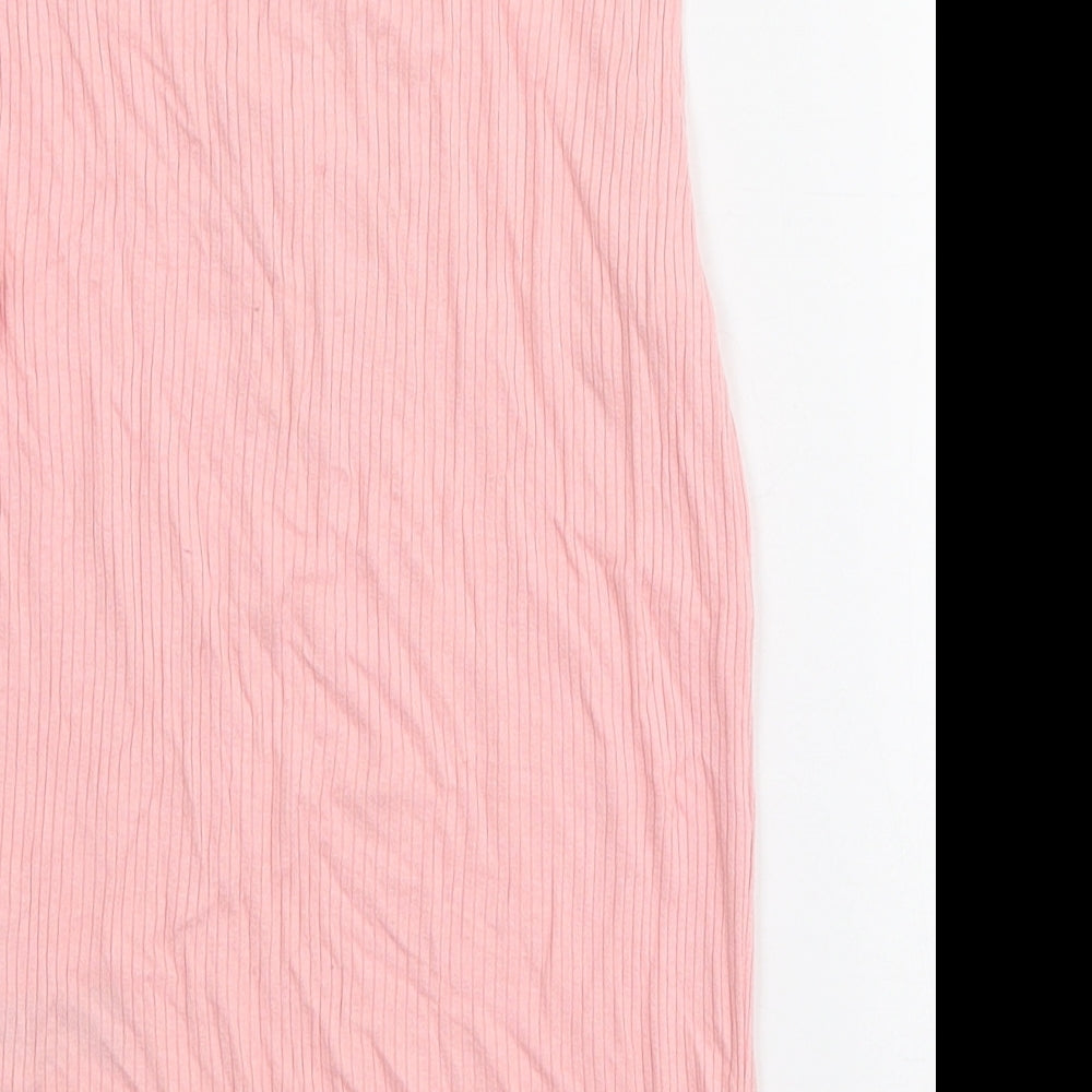 Miss Selfridge Womens Pink Viscose Basic Tank Size 8 V-Neck