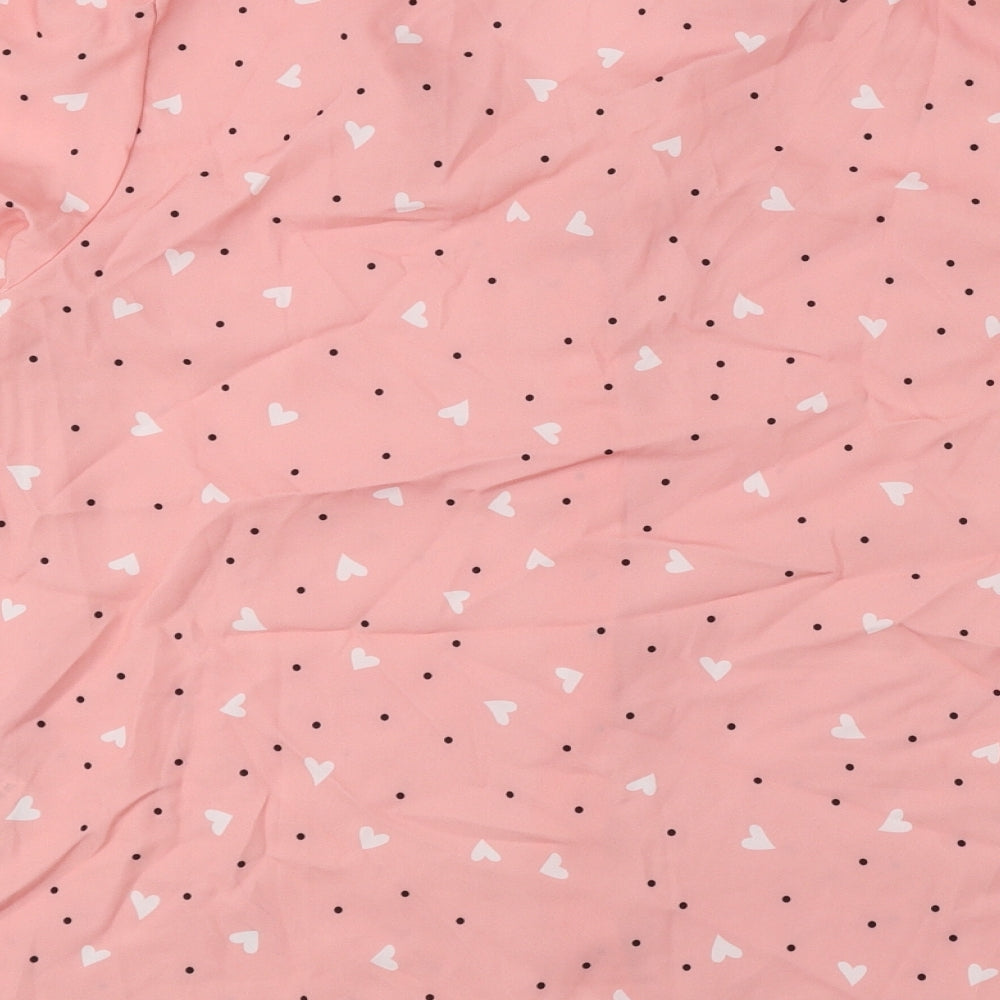 SheIn Womens Pink Geometric Polyester Basic Blouse Size M V-Neck