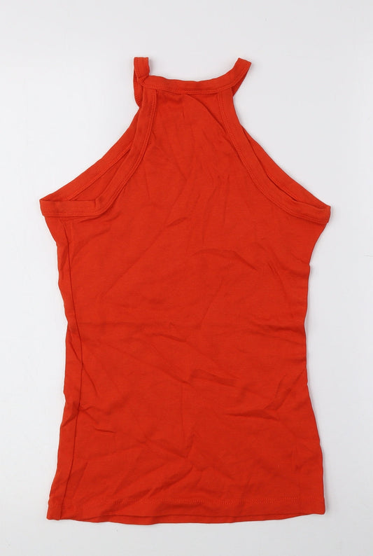 TU Womens Orange 100% Cotton Basic Tank Size 10 Halter