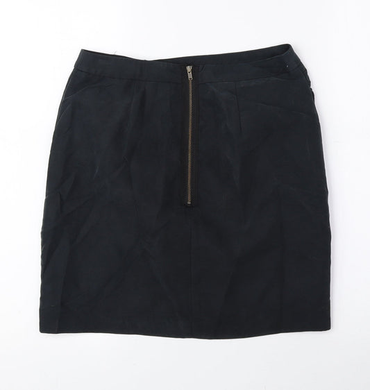 H&M Womens Black Modal Mini Skirt Size 8 Zip