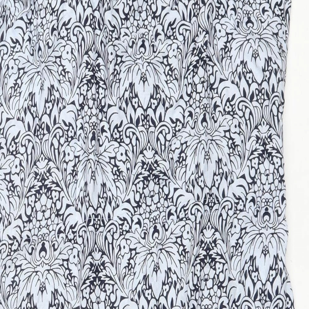 BHS Womens Blue Floral Viscose Tank Dress Size 12 Scoop Neck Drawstring