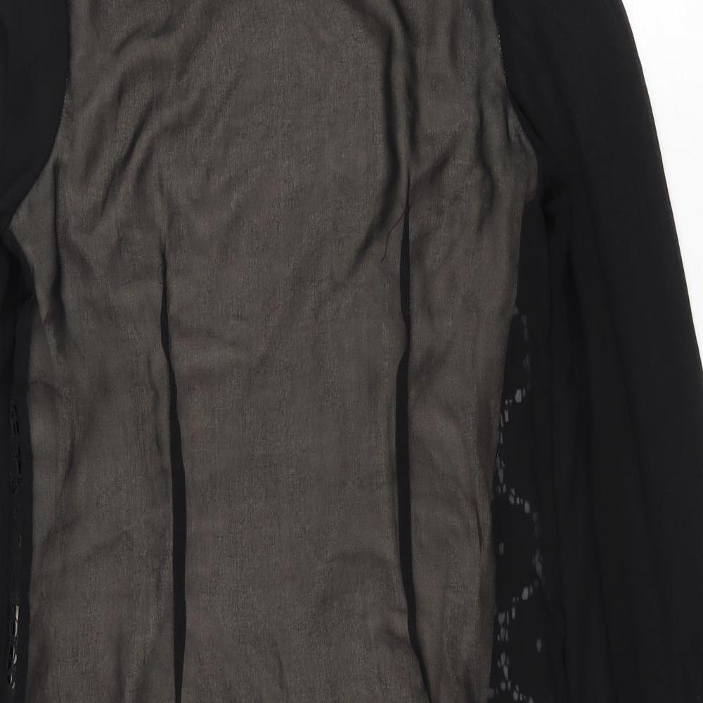 Atmosphere Womens Black Cotton A-Line Size 6 Scoop Neck Pullover - Lacer Detail