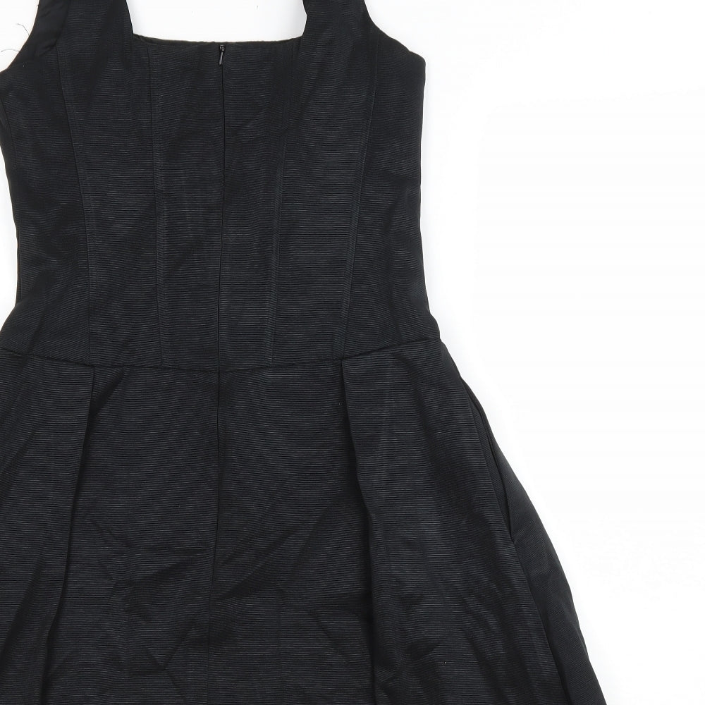 Oasis Womens Black Polyester Fit & Flare Size 10 Square Neck Zip