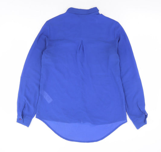 Womens UK Size 8 New Look Blue Basic Button-Up