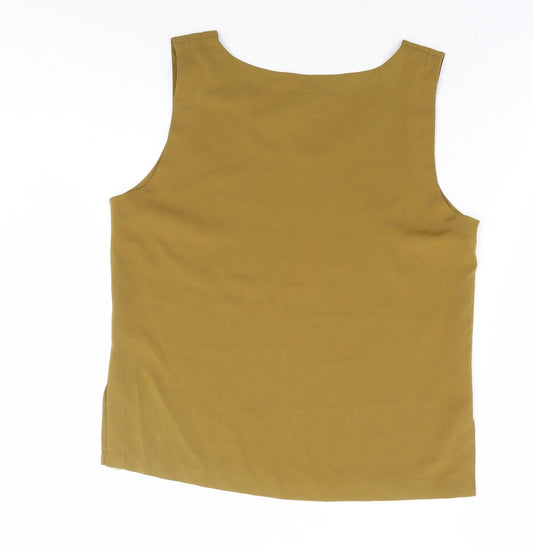 George Womens Yellow Polyester Basic Tank Size 10 Round Neck