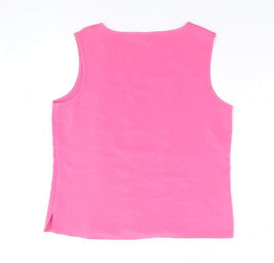 First Avenue Womens Pink Polyester Basic Tank Size 12 Round Neck