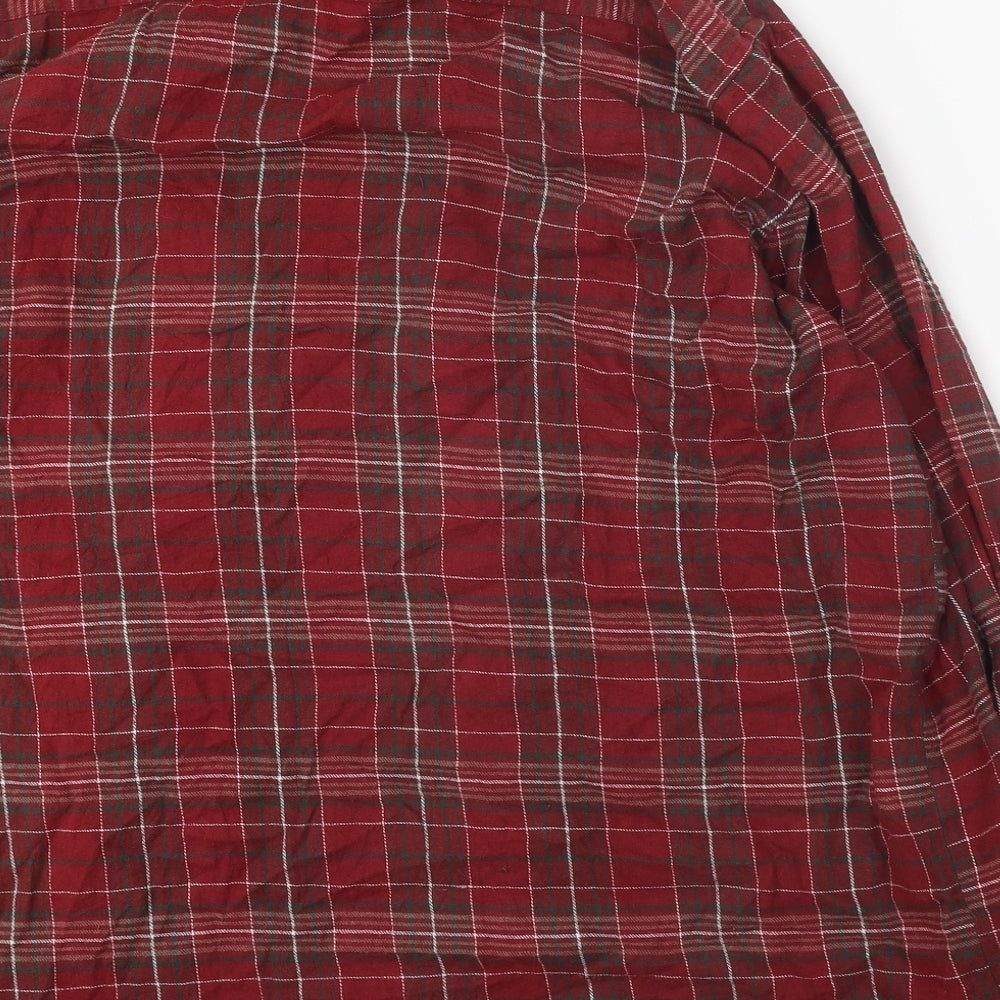 Mens UK Size 2XL MAN MAN Red Button-Up Long Sleeve Casual Shirt
