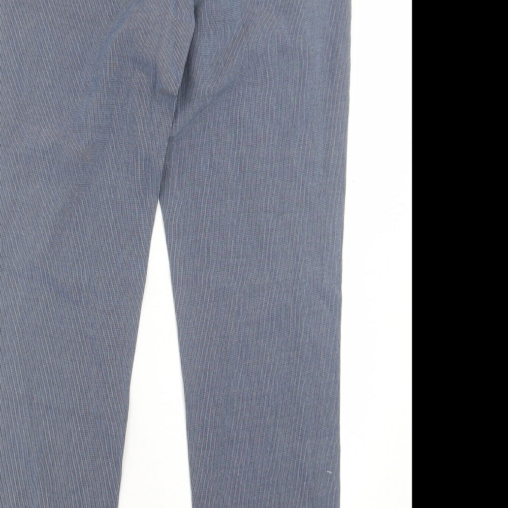 Revolution Mens Blue Striped Cotton Trousers Size 30 in L29 in Regular Button