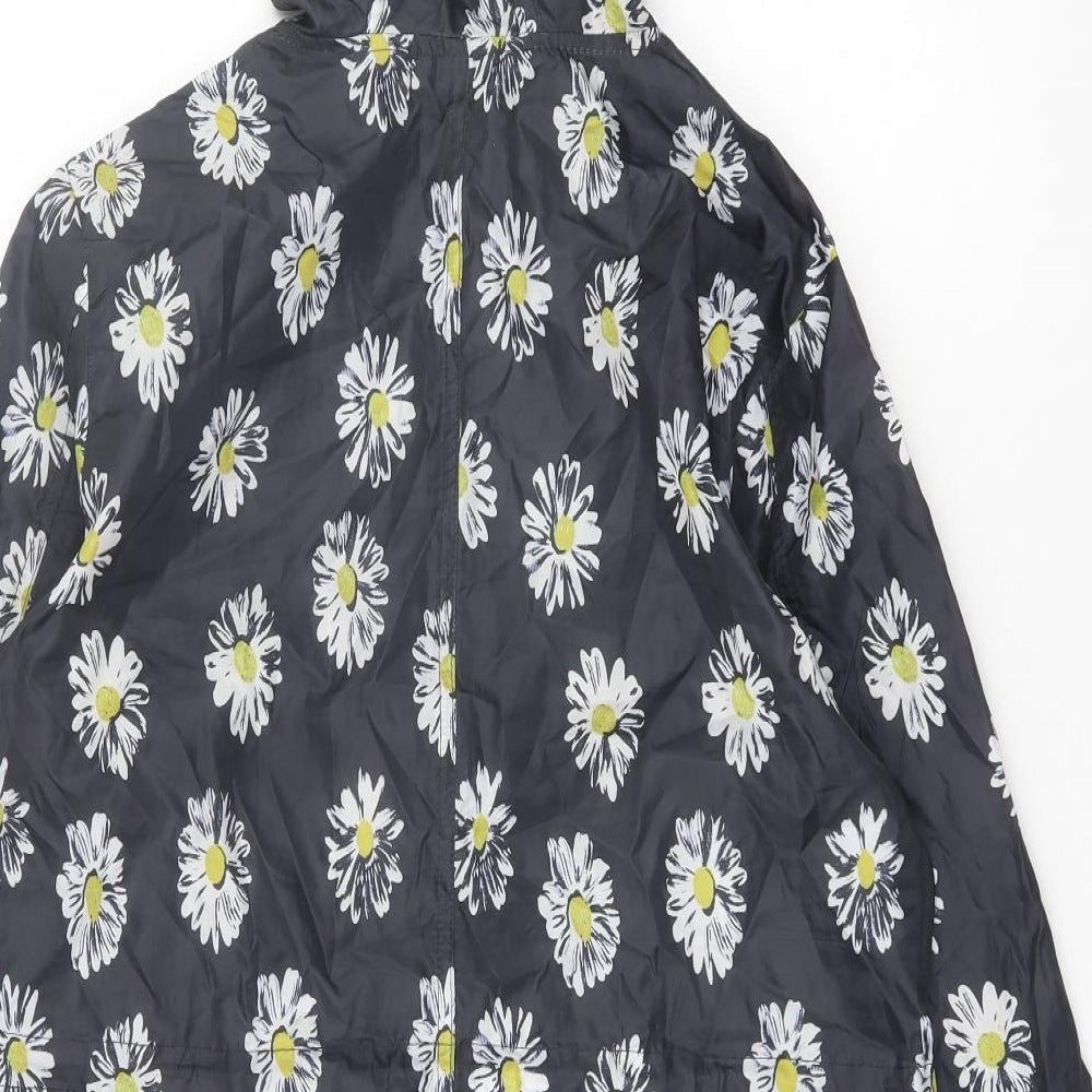George Womens Black Floral Jacket Size 12 Zip