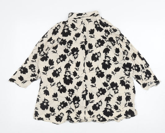 George Womens Ivory Floral Viscose Basic Button-Up Size 8 Collared