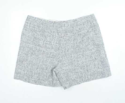 Marks and Spencer Womens Blue Houndstooth Polyester Cut-Off Shorts Size 20 Regular Zip