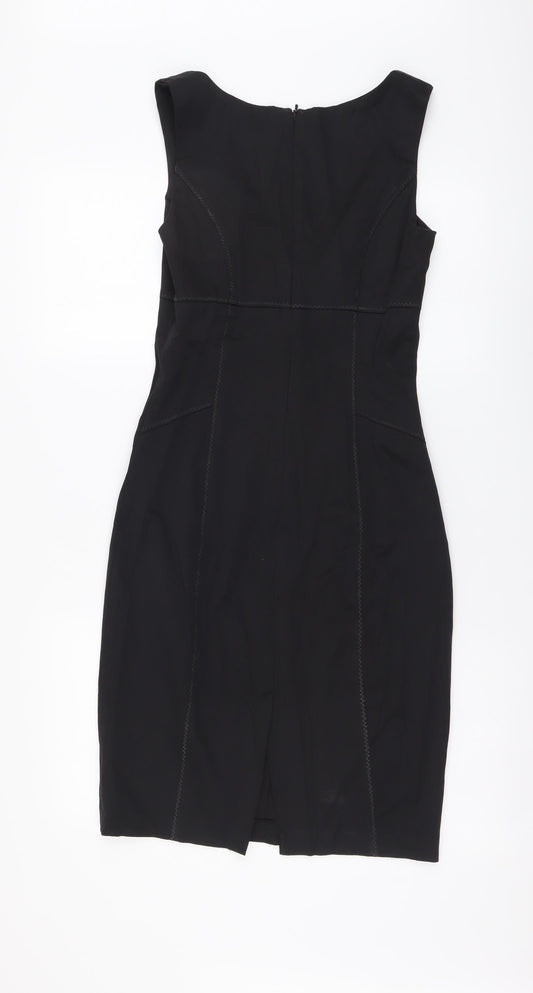 Warehouse Womens Black Polyester Tank Dress Size 8 Scoop Neck Zip
