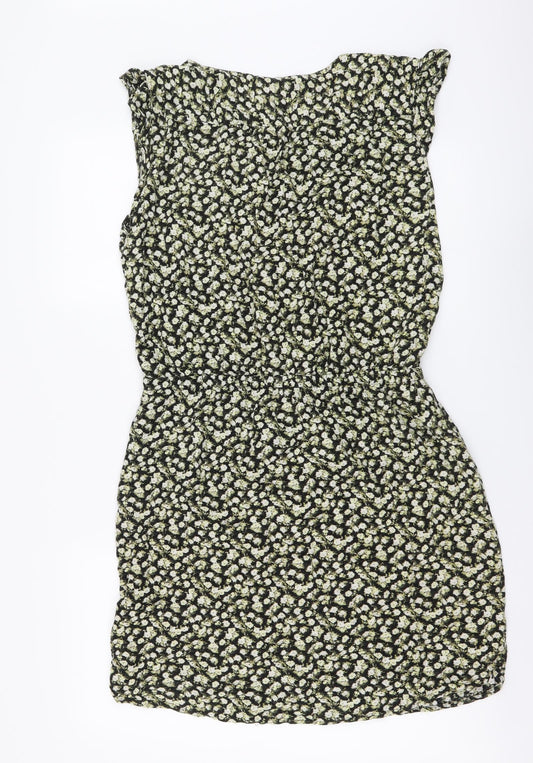 H&M Womens Yellow Floral Viscose A-Line Size 40 Round Neck Pullover