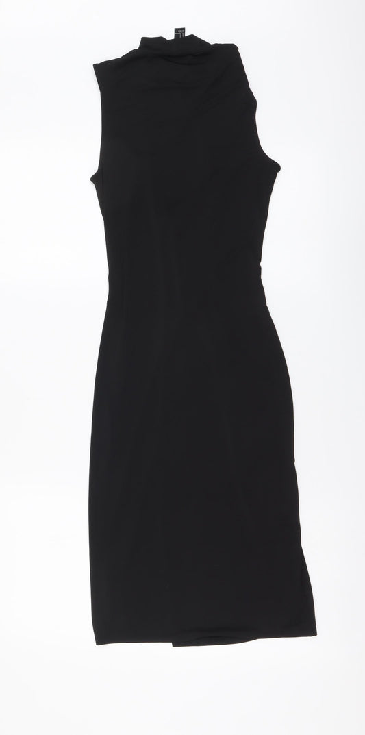 FOREVER 21 Womens Black Polyester Bodycon Size S Mock Neck Pullover