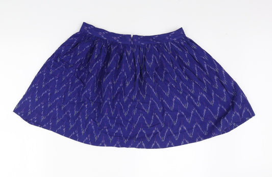 Gap Womens Blue Geometric Cotton Mini Skirt Size 6 Tie