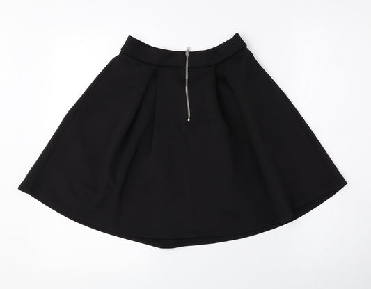 Miss Selfridge Womens Black Polyester A-Line Skirt Size 6 Zip