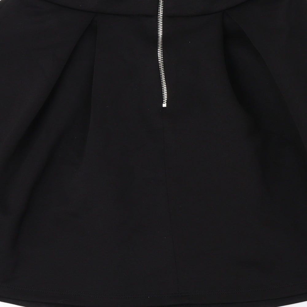 Miss Selfridge Womens Black Polyester A-Line Skirt Size 6 Zip