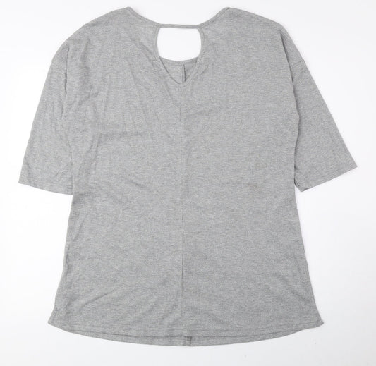 Womens UK Size 16 Preworn Silver Basic T-Shirt