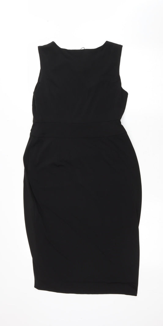 Bonmarché Womens Black Polyester Pencil Dress Size 10 Boat Neck Pullover