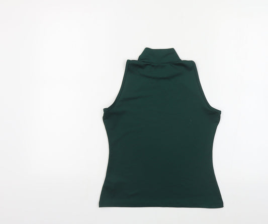 Nasty Gal Womens Green Polyester Basic Tank Size 6 Mock Neck