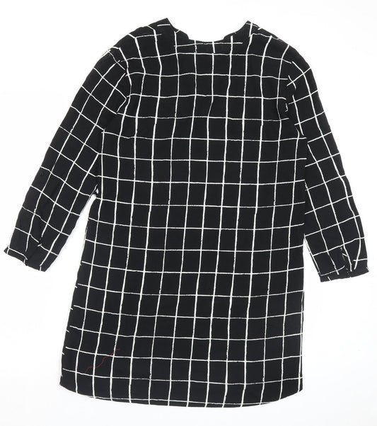 Atmosphere Womens Beige Plaid Viscose A-Line Size 12 V-Neck Pullover