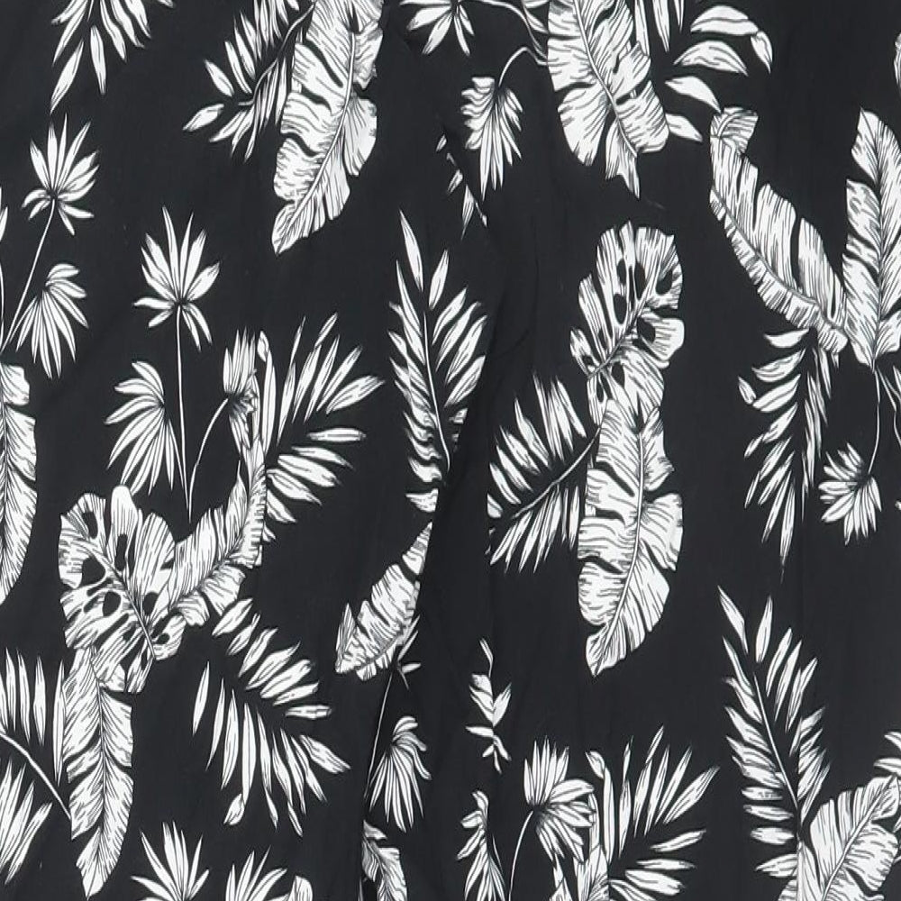 Avenue Womens Black Floral Viscose Trousers Size 8 L28 in Regular Drawstring