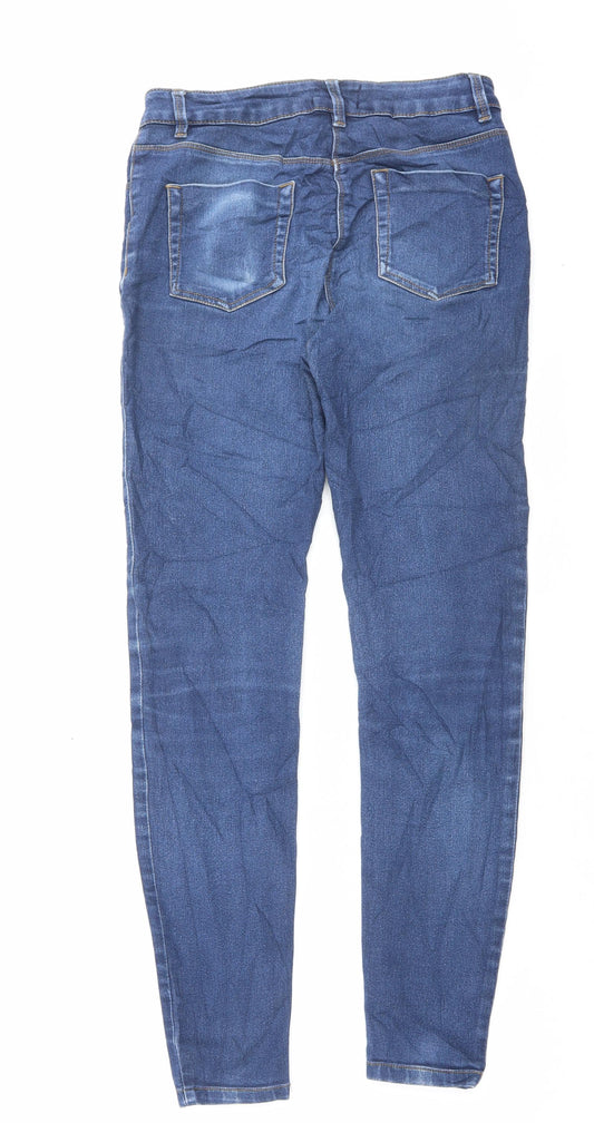 Matalan Womens Blue Cotton Skinny Jeans Size 10 L29 in Regular Button