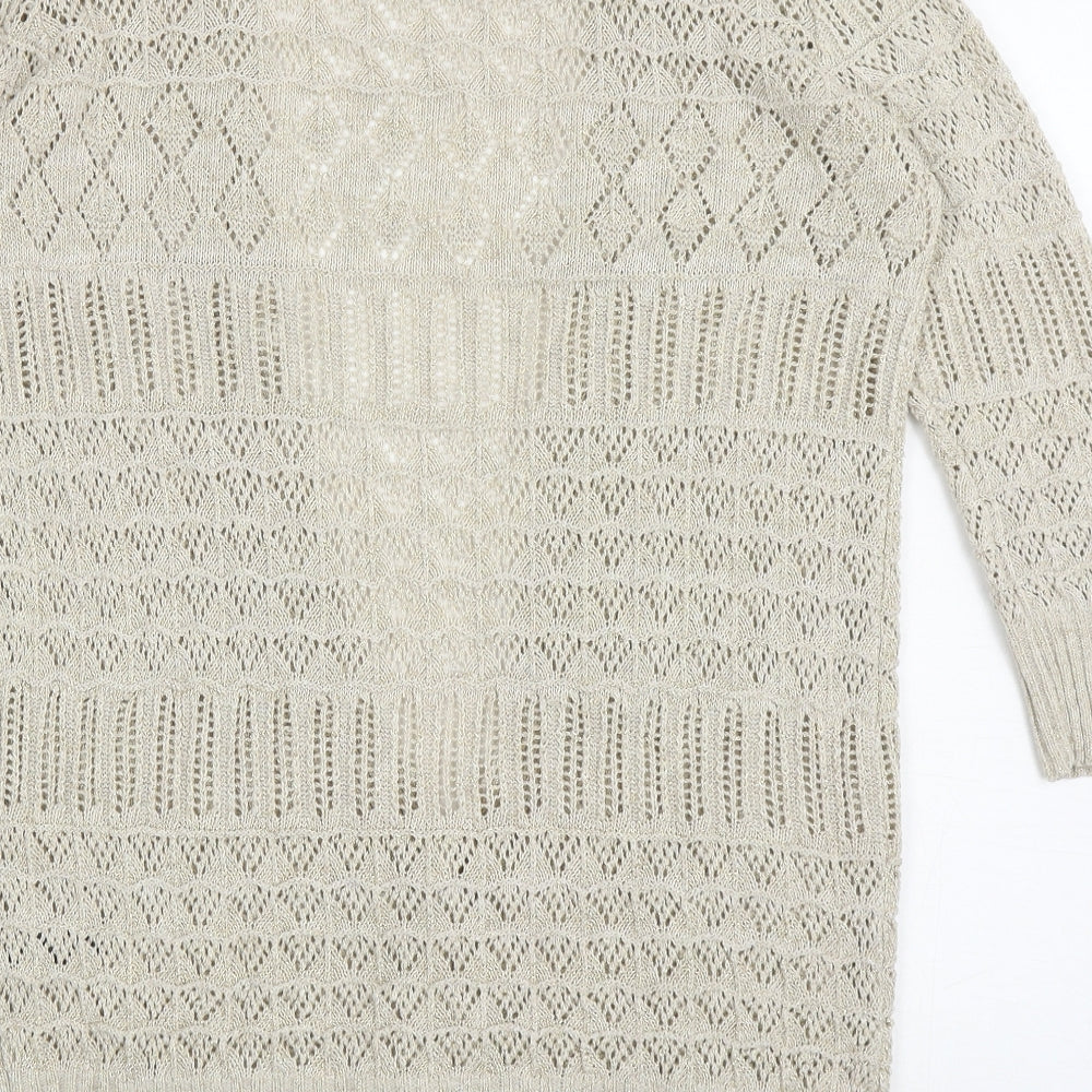 George Womens Beige V-Neck Cotton Cardigan Jumper Size 10